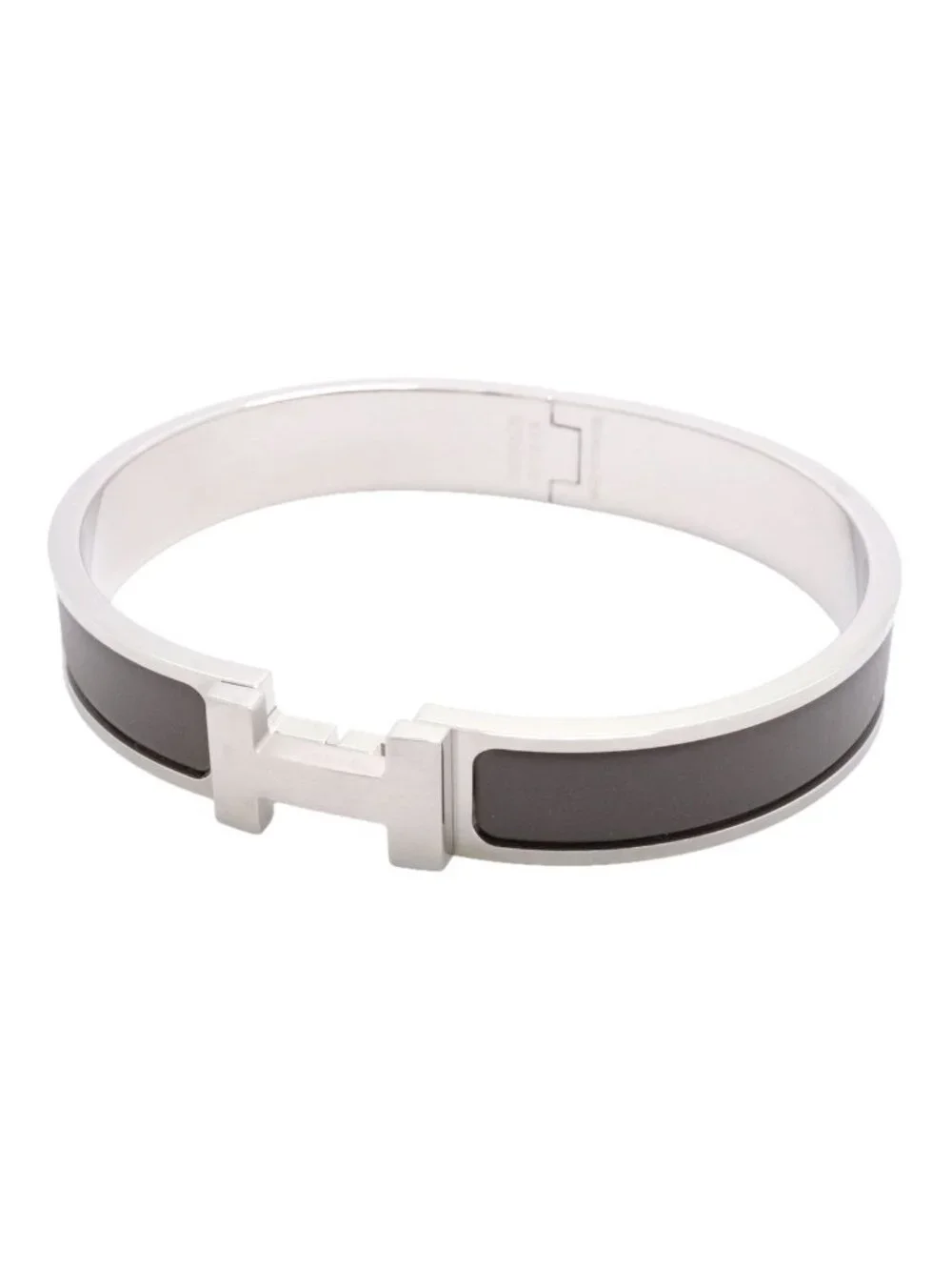 Hermes Bangle Clic HH Metal Silver Gray Bracelet